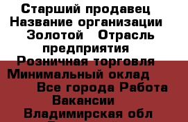Старший продавец › Название организации ­ Золотой › Отрасль предприятия ­ Розничная торговля › Минимальный оклад ­ 35 000 - Все города Работа » Вакансии   . Владимирская обл.,Радужный г.